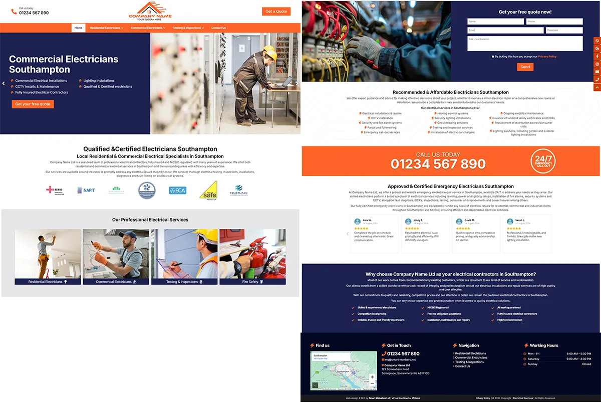 Electrical company website designers around me Southampton